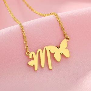 Letter M Butterfly Necklace